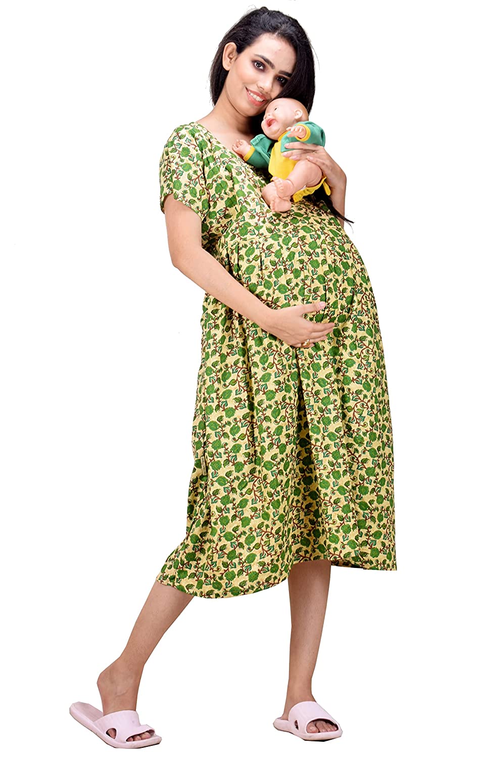 Feeding Gowns/Length 52/Maternity Wears- PINK – Priya's Magic World