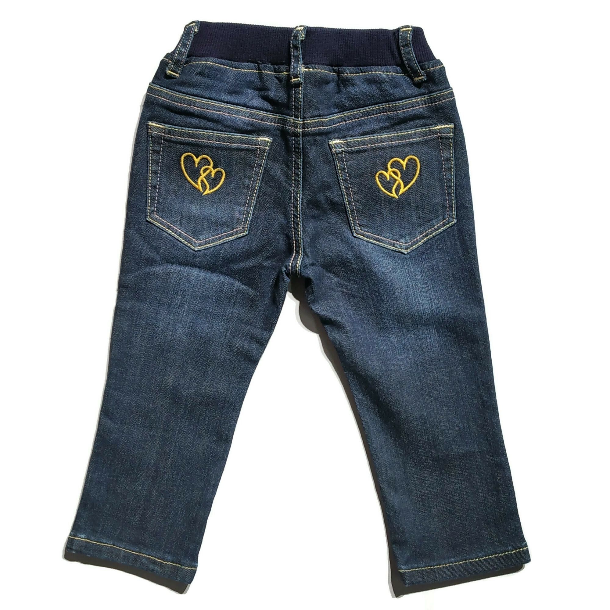 Baby Kids Girls Dull Blue Denim Double Button High-Waist Jeans Pant