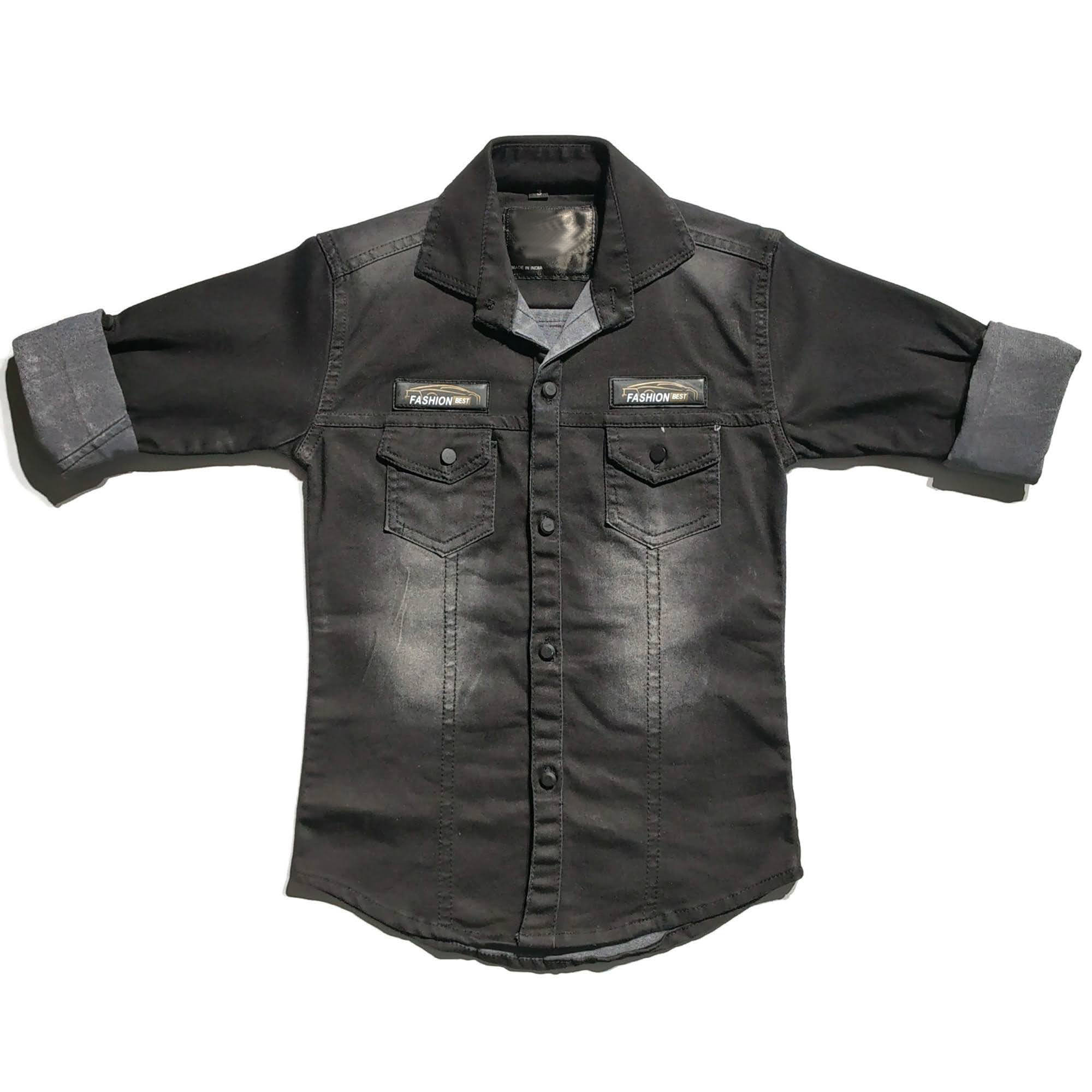 2-Pocket Black Denim Shirt, Buy Online, Kids Friendly